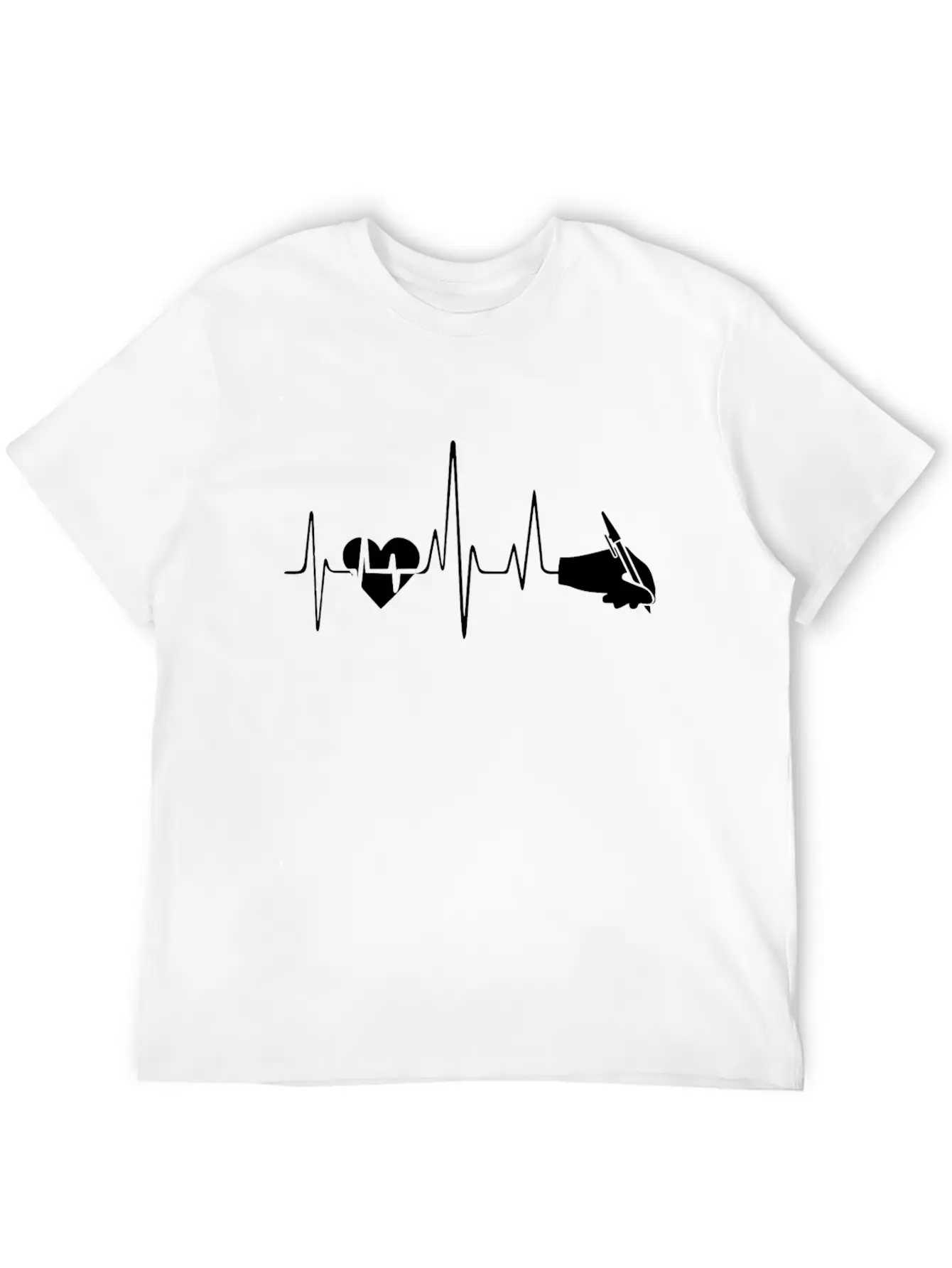 Writing Heartbeat Shirt Breathable Soft Cotton T-Shirt – Timeless Casual Look