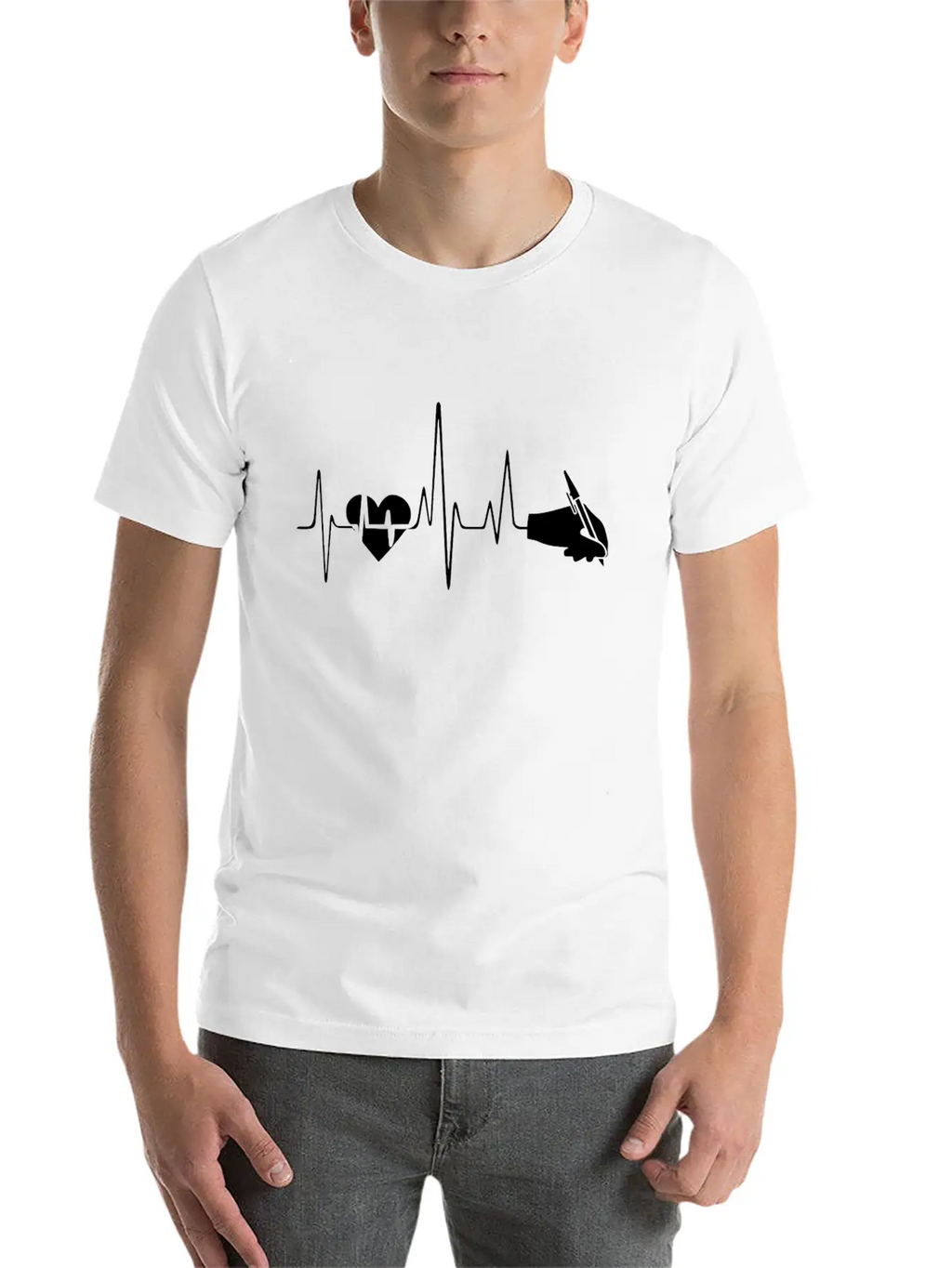 Writing Heartbeat Shirt Breathable Soft Cotton T-Shirt – Timeless Casual Look
