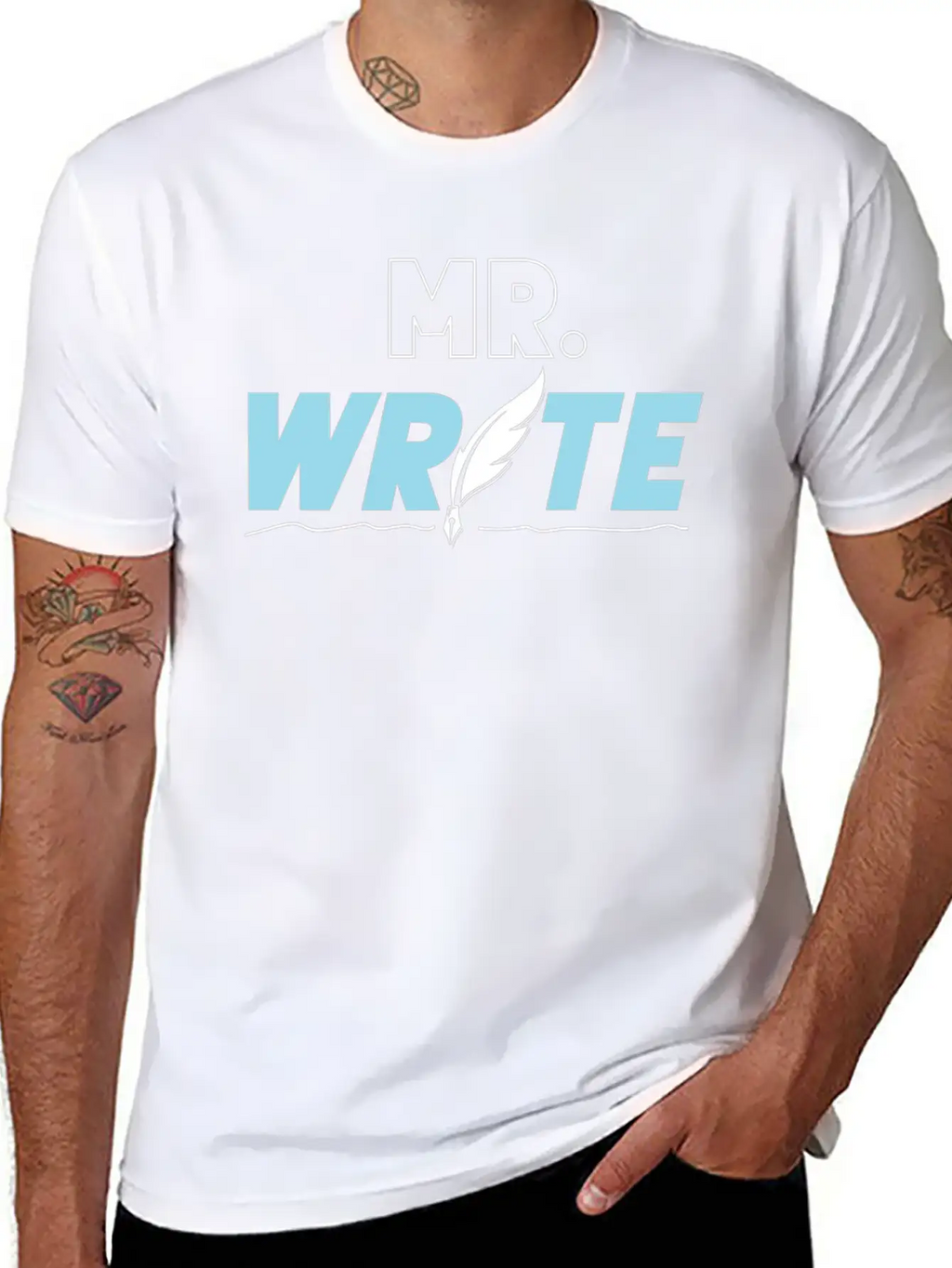 Writing Quill Novel Writer & Stylish Everyday T-Shirt – Unisex Basic Cotton Tee