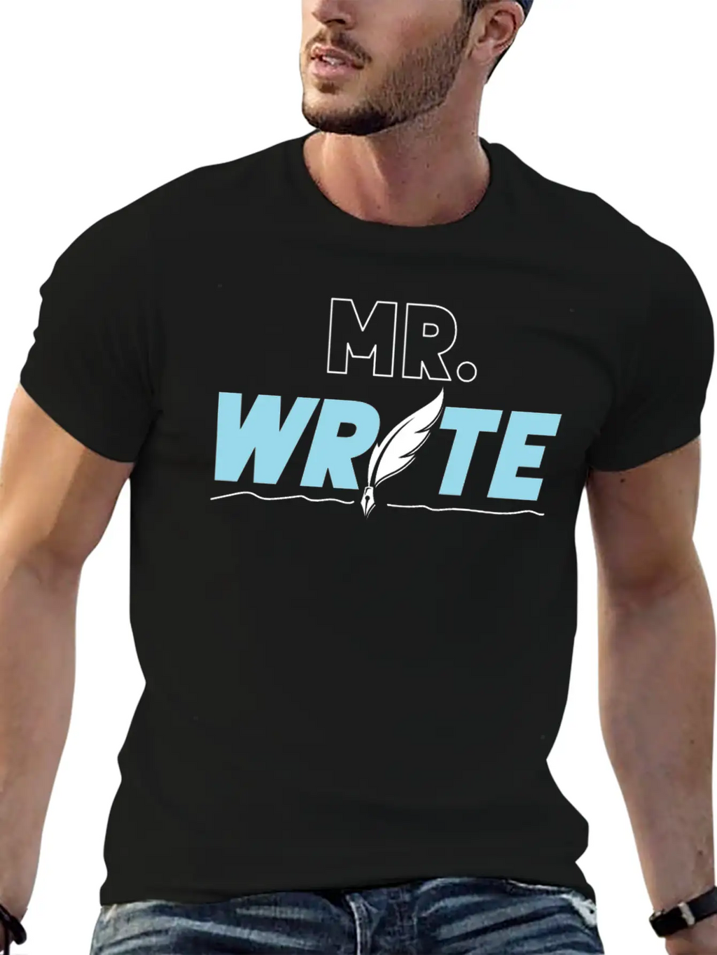 Writing Quill Novel Writer & Stylish Everyday T-Shirt – Unisex Basic Cotton Tee