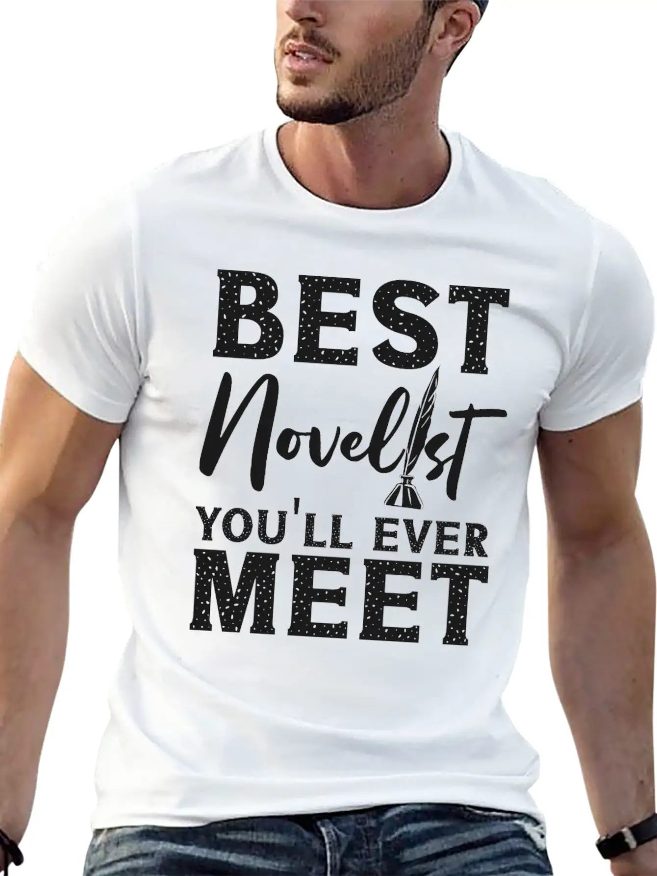 Writing Quill Novel Writer & Unisex Casual T-Shirt – Clean Design For Daily Comfort