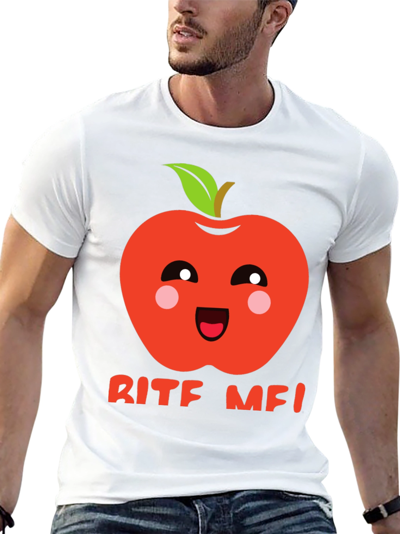 BITE ME! Kawaii Apple Graphic Tee - Fun Novelty Shirt