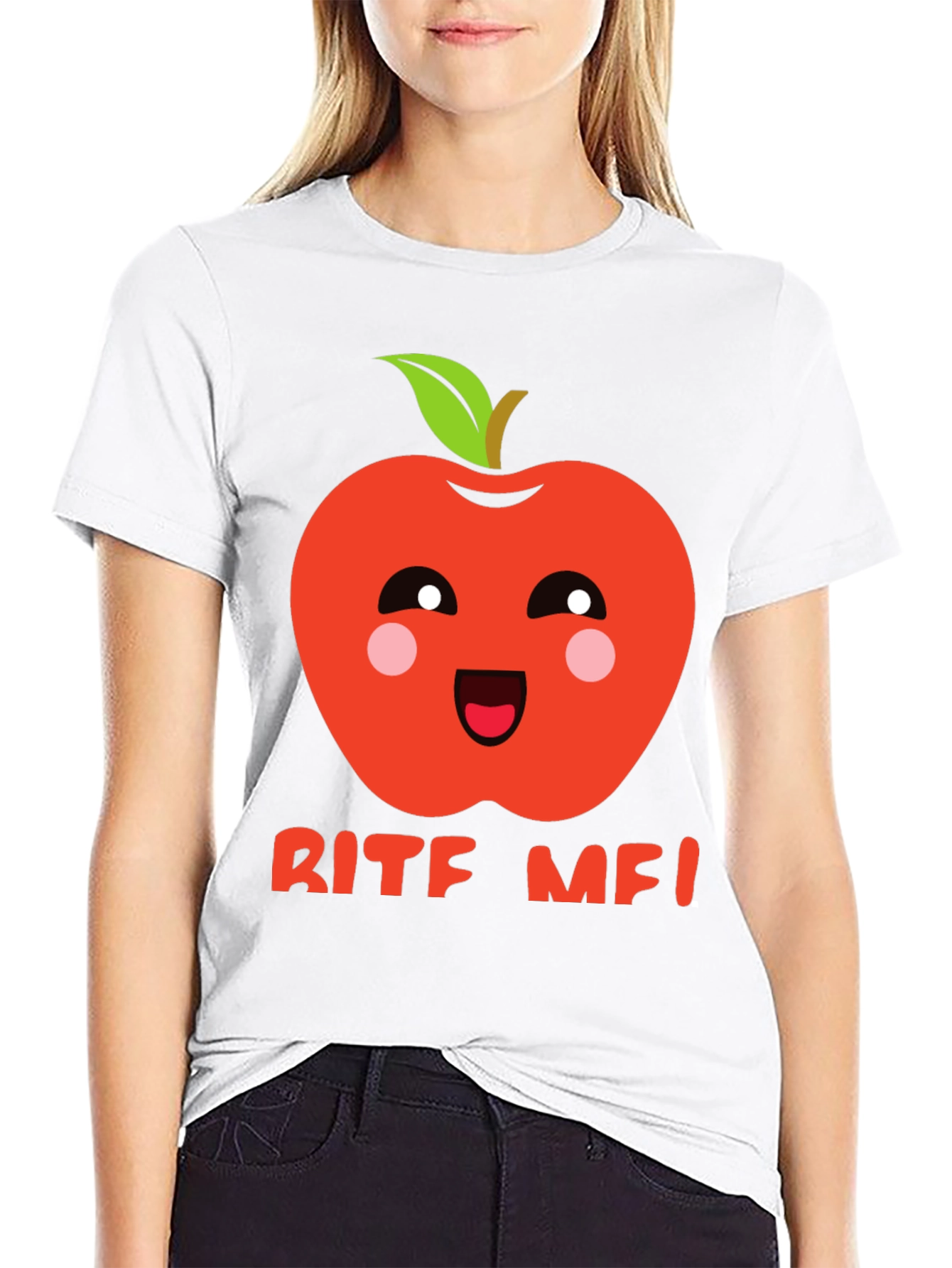 BITE ME! Kawaii Apple Graphic Tee - Fun Novelty Shirt