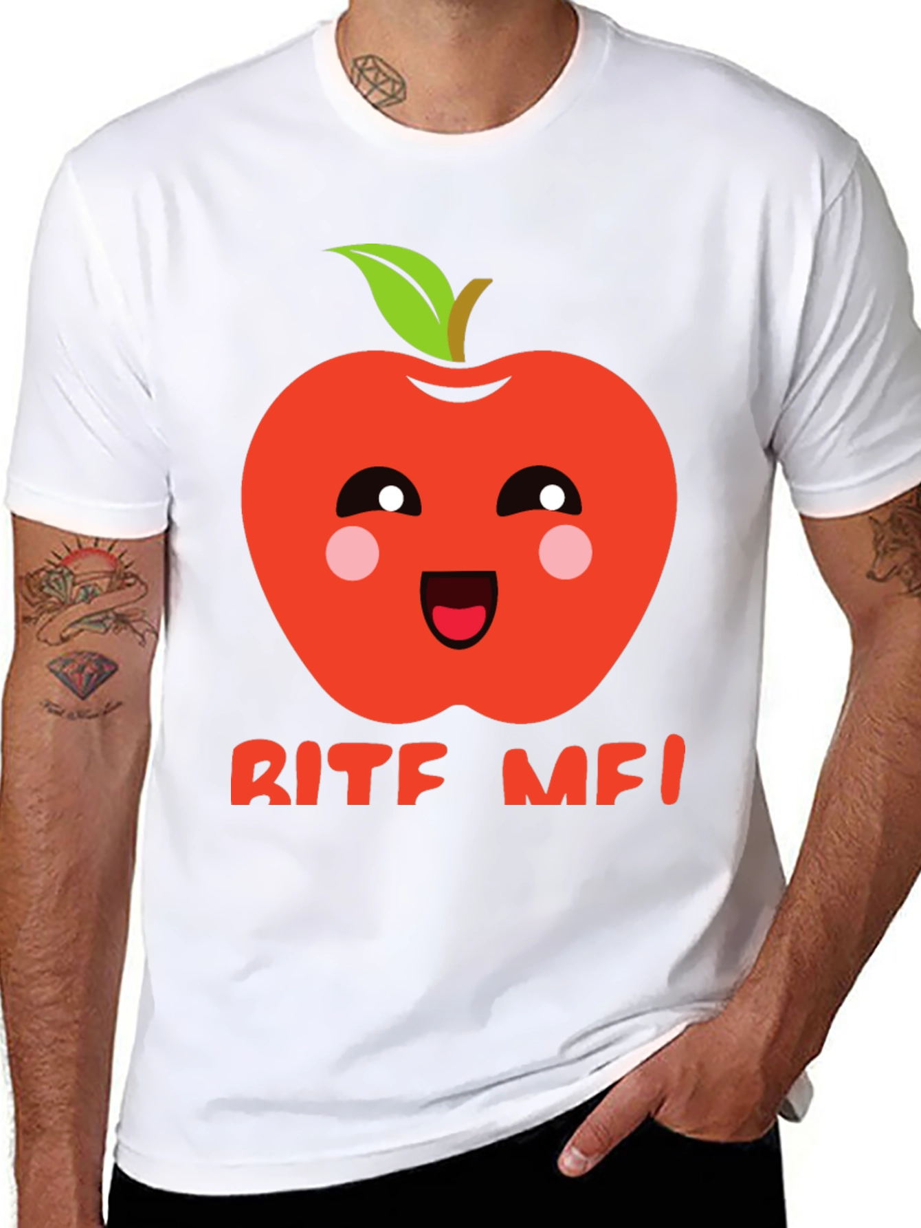 BITE ME! Kawaii Apple Graphic Tee - Fun Novelty Shirt