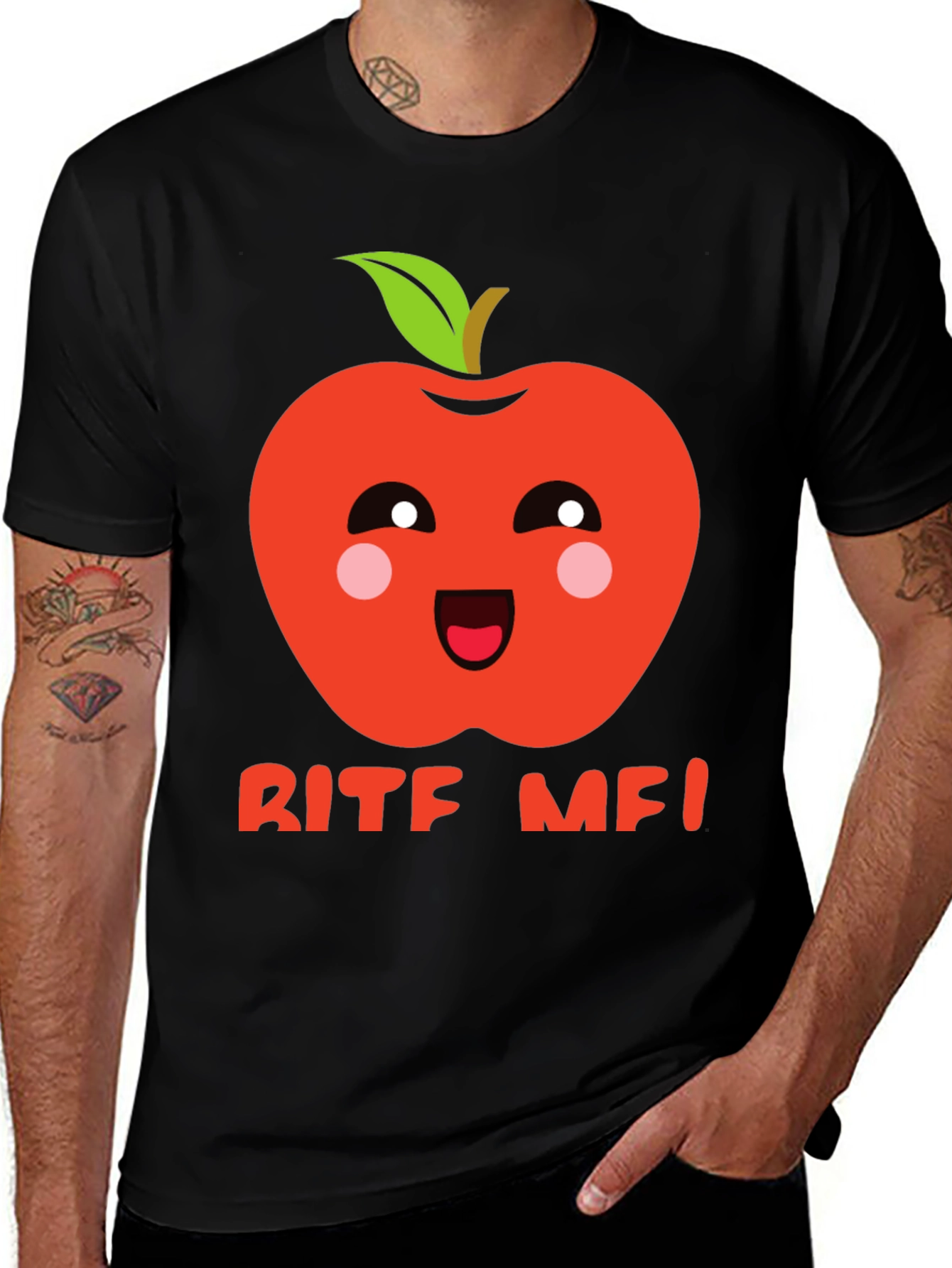 BITE ME! Kawaii Apple Graphic Tee - Fun Novelty Shirt