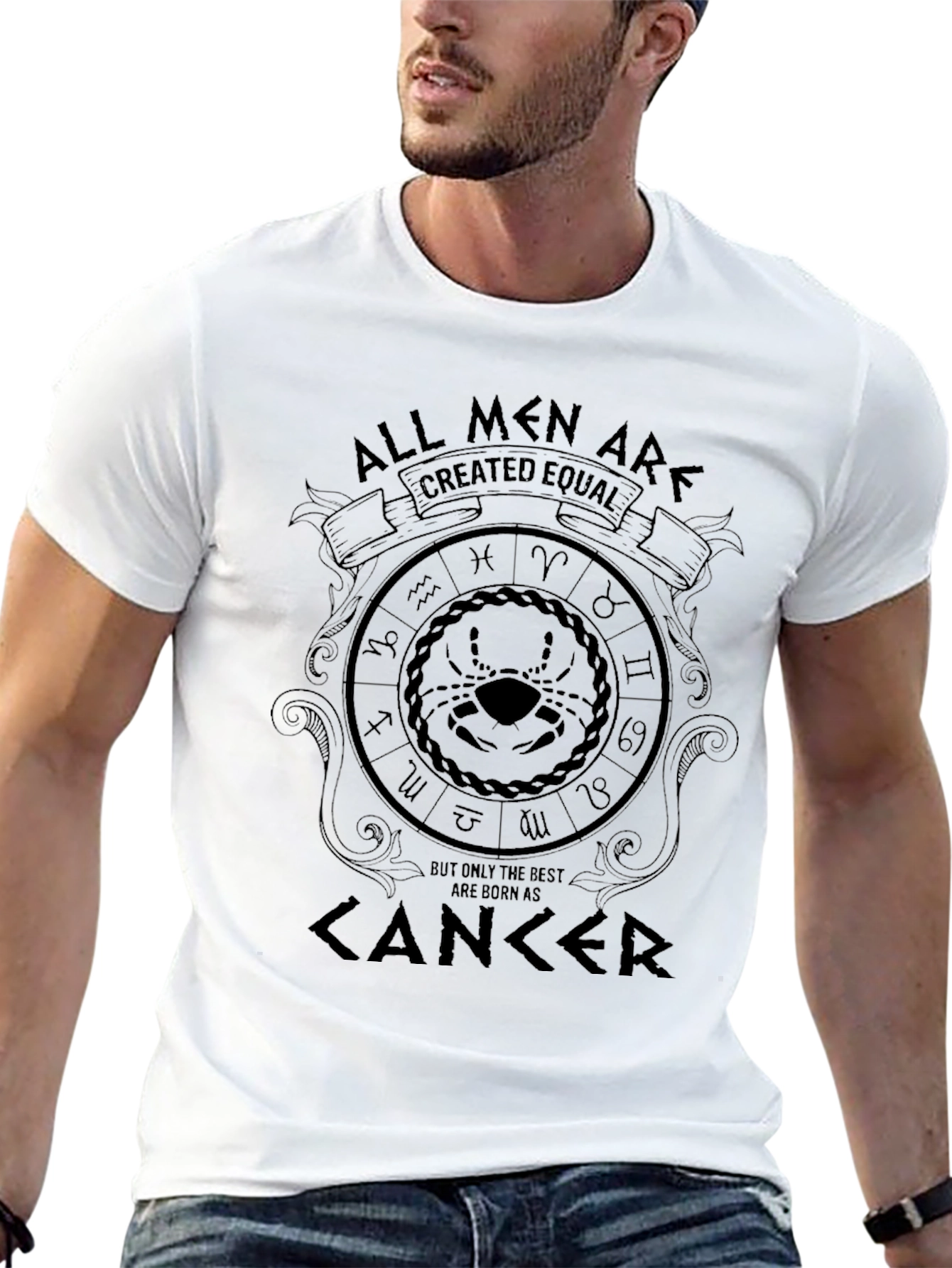 Cancer Zodiac Mens T-Shirt - All Men Are Created Equal