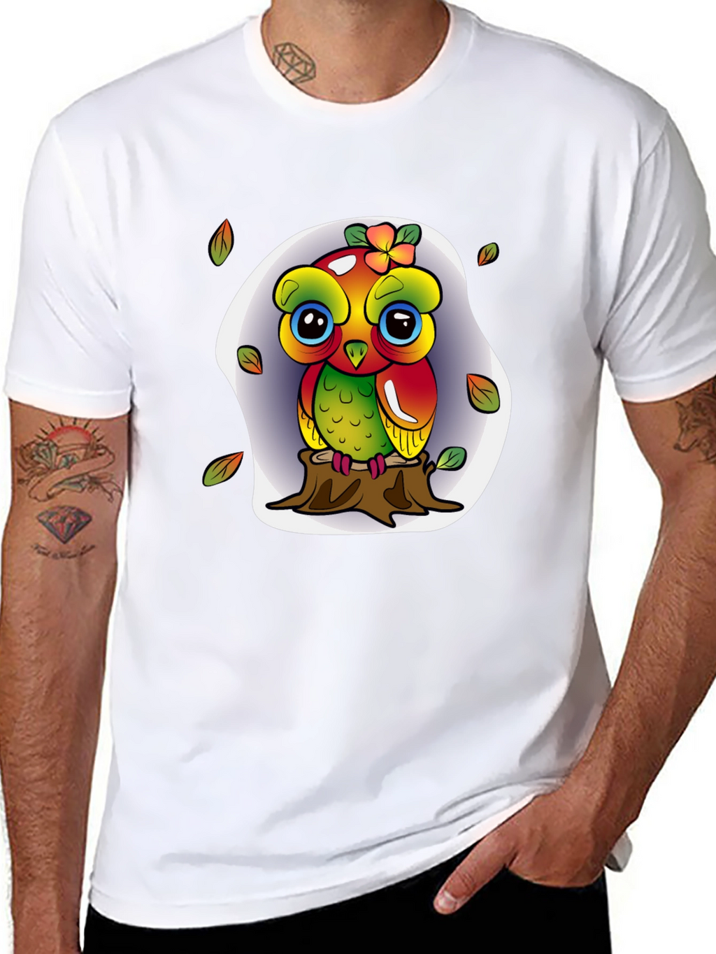 Cute Owl on Stump Graphic Tee