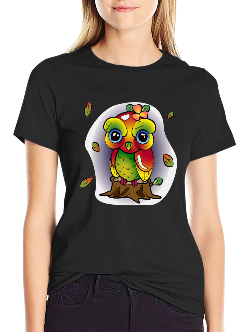 Cute Owl on Stump Graphic Tee