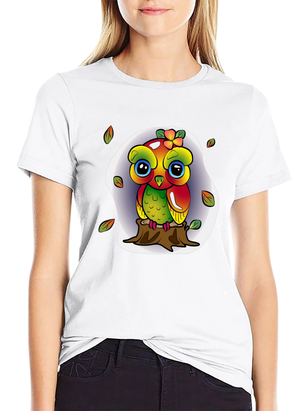 Cute Owl on Stump Graphic Tee