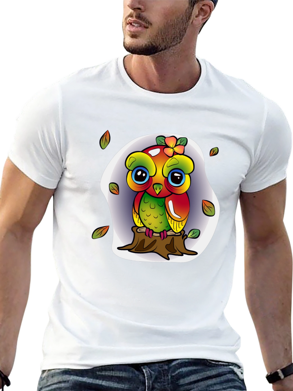 Cute Owl on Stump Graphic Tee