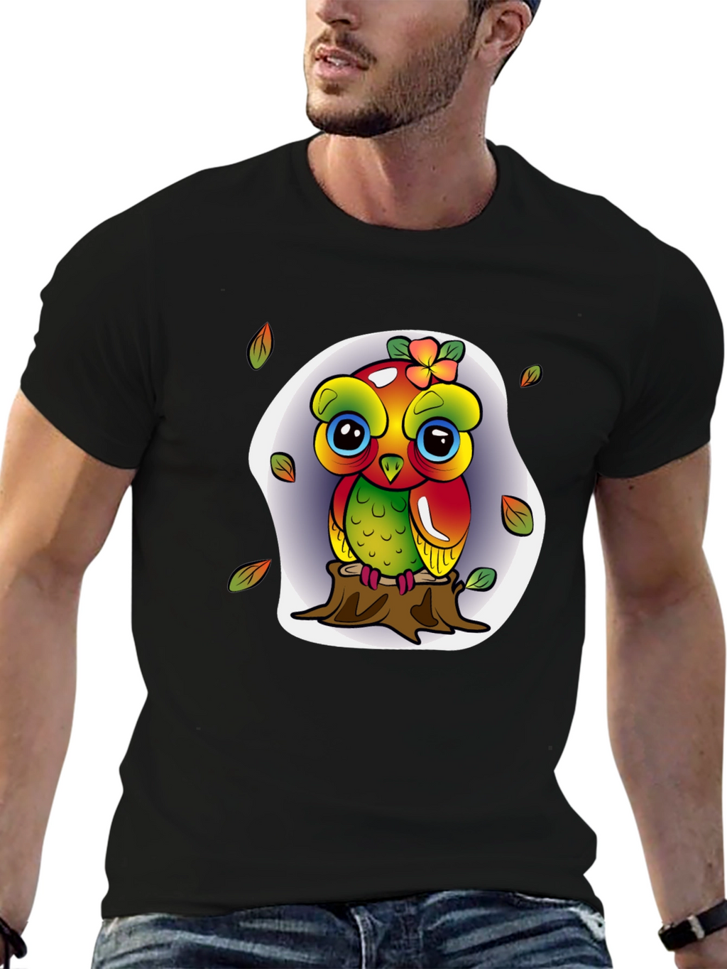 Cute Owl on Stump Graphic Tee