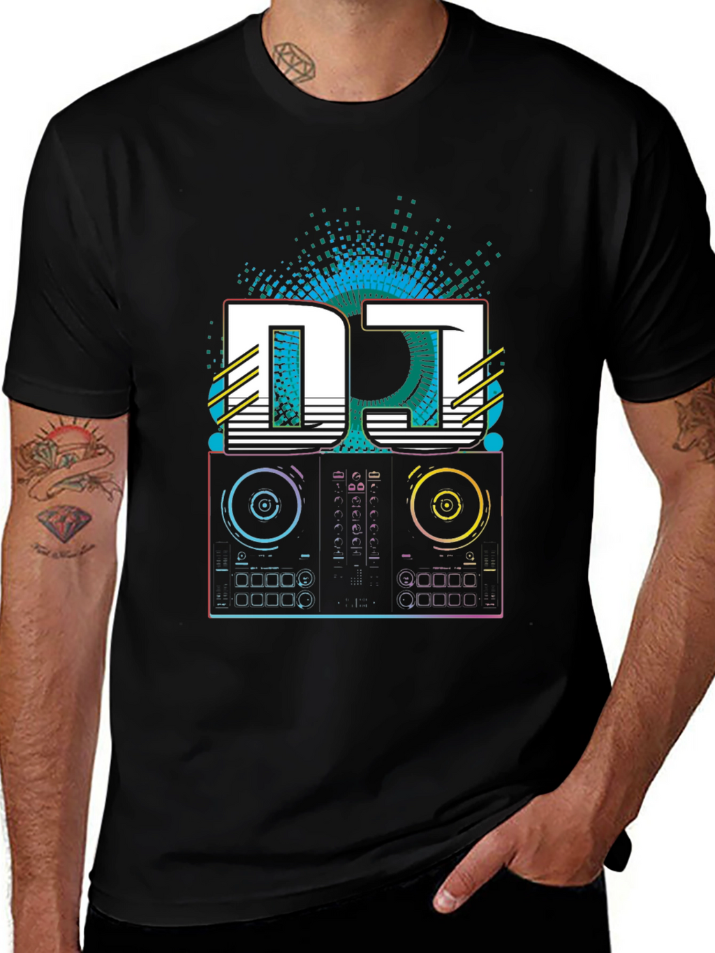 DJ Turntable Graphic Tee - Retro Style