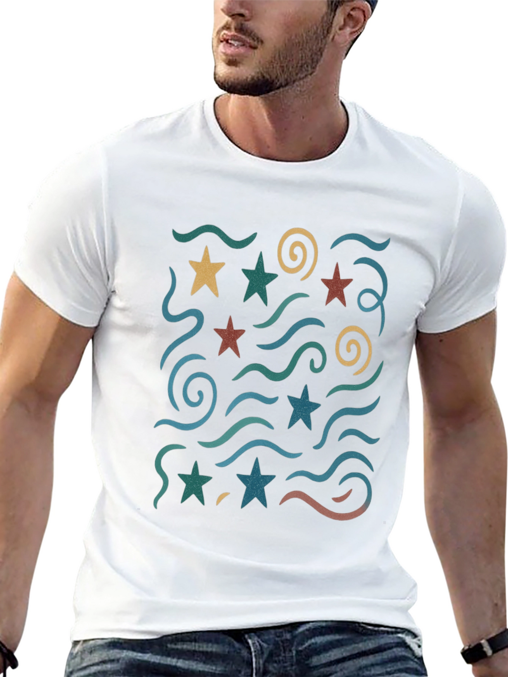 Retro Star & Swirl Graphic Tee