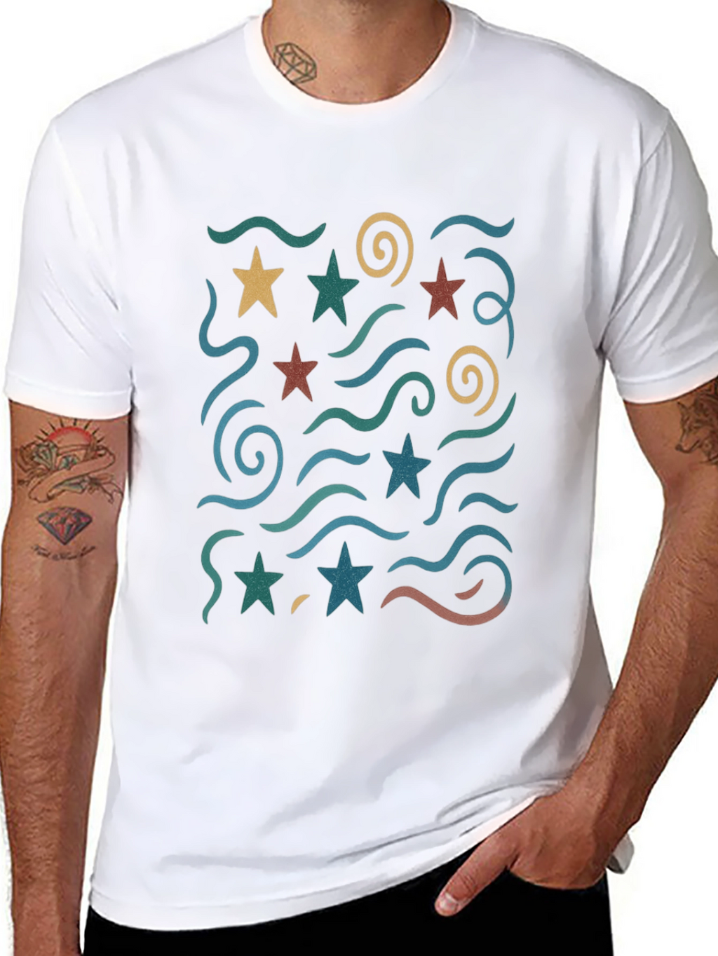 Retro Star & Swirl Graphic Tee