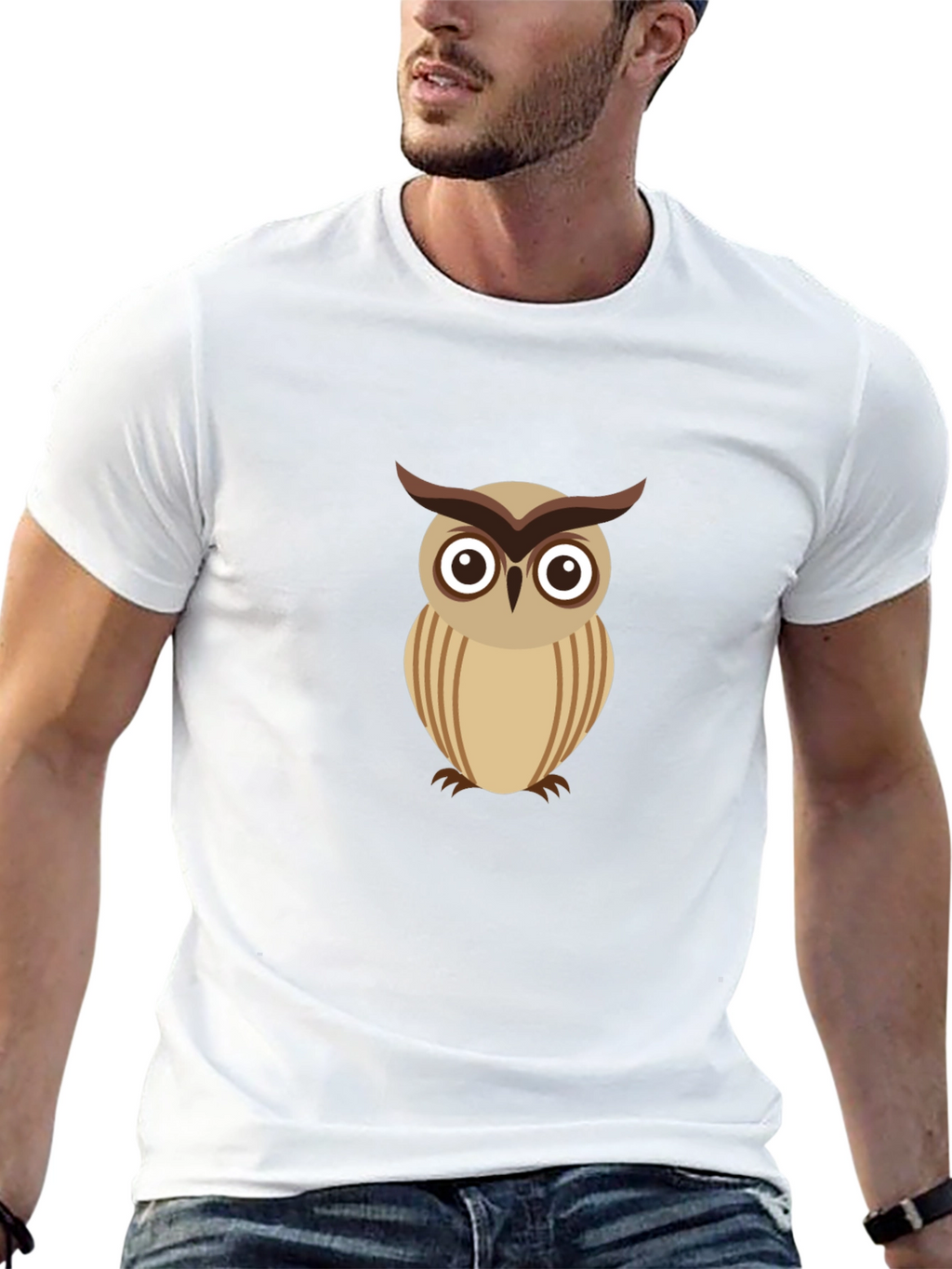 Cool Owl Graphic Tee - Black Cotton Comfort