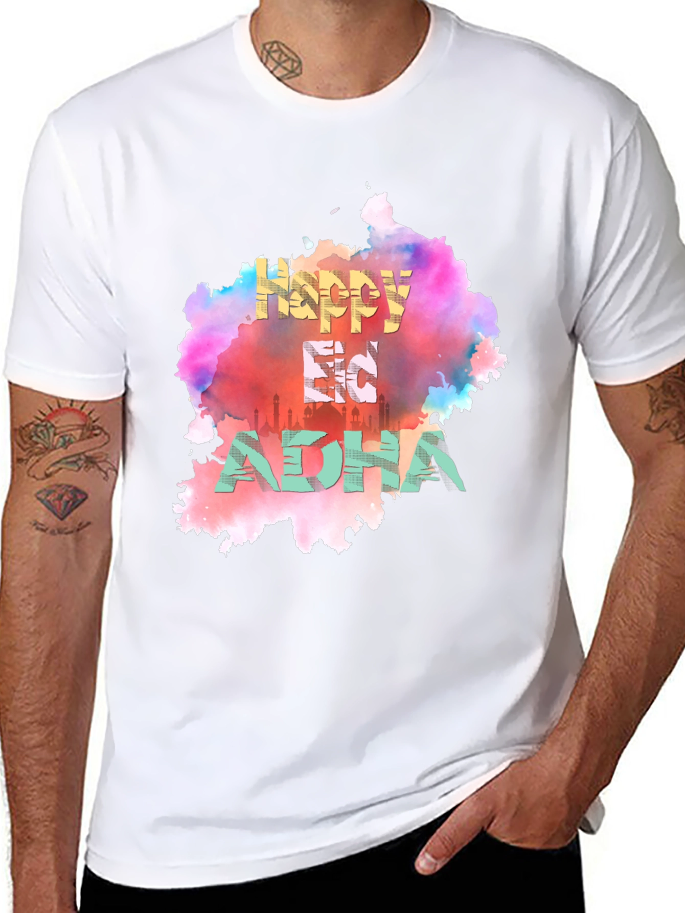 Happy Eid Adha T-Shirt - Colorful Graphic Tee