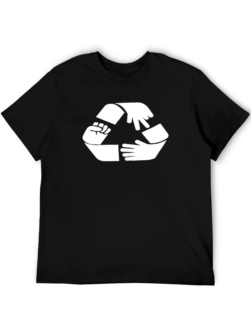 Hands Recycle Symbol Black Cotton Tee