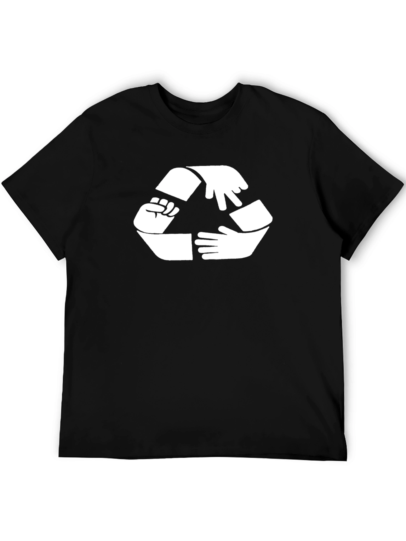 Hands Recycle Symbol Black Cotton Tee