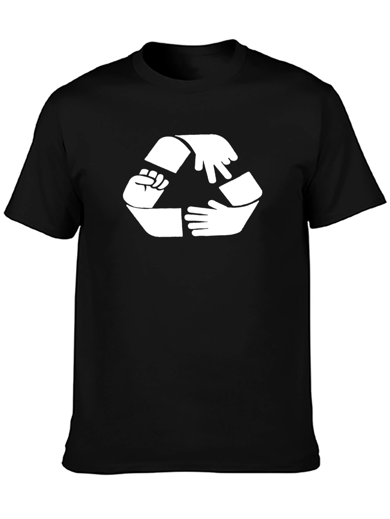 Hands Recycle Symbol Black Cotton Tee