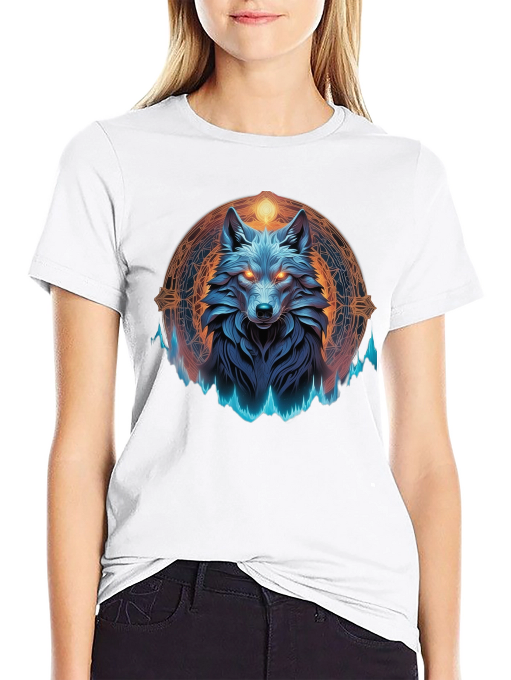Mystic Wolf Graphic Tee - Black T-Shirt