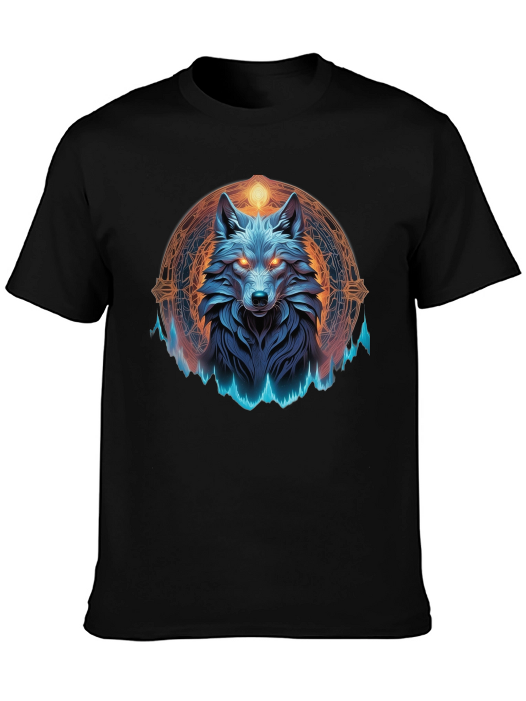 Mystic Wolf Graphic Tee - Black T-Shirt
