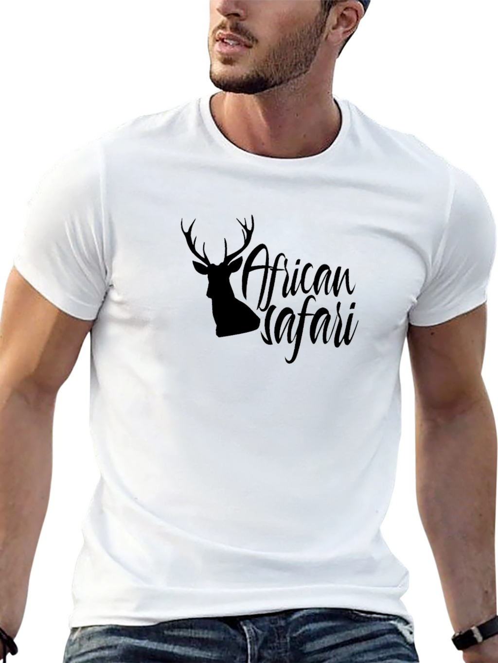 African Safari Deer Silhouette Graphic T-Shirt
