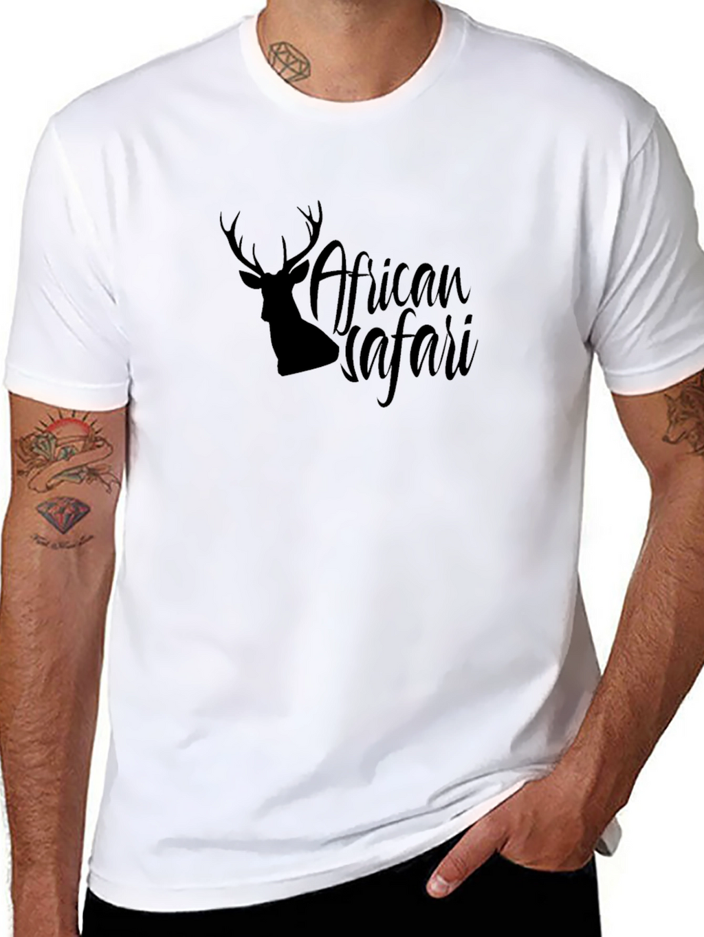 African Safari Deer Silhouette Graphic T-Shirt