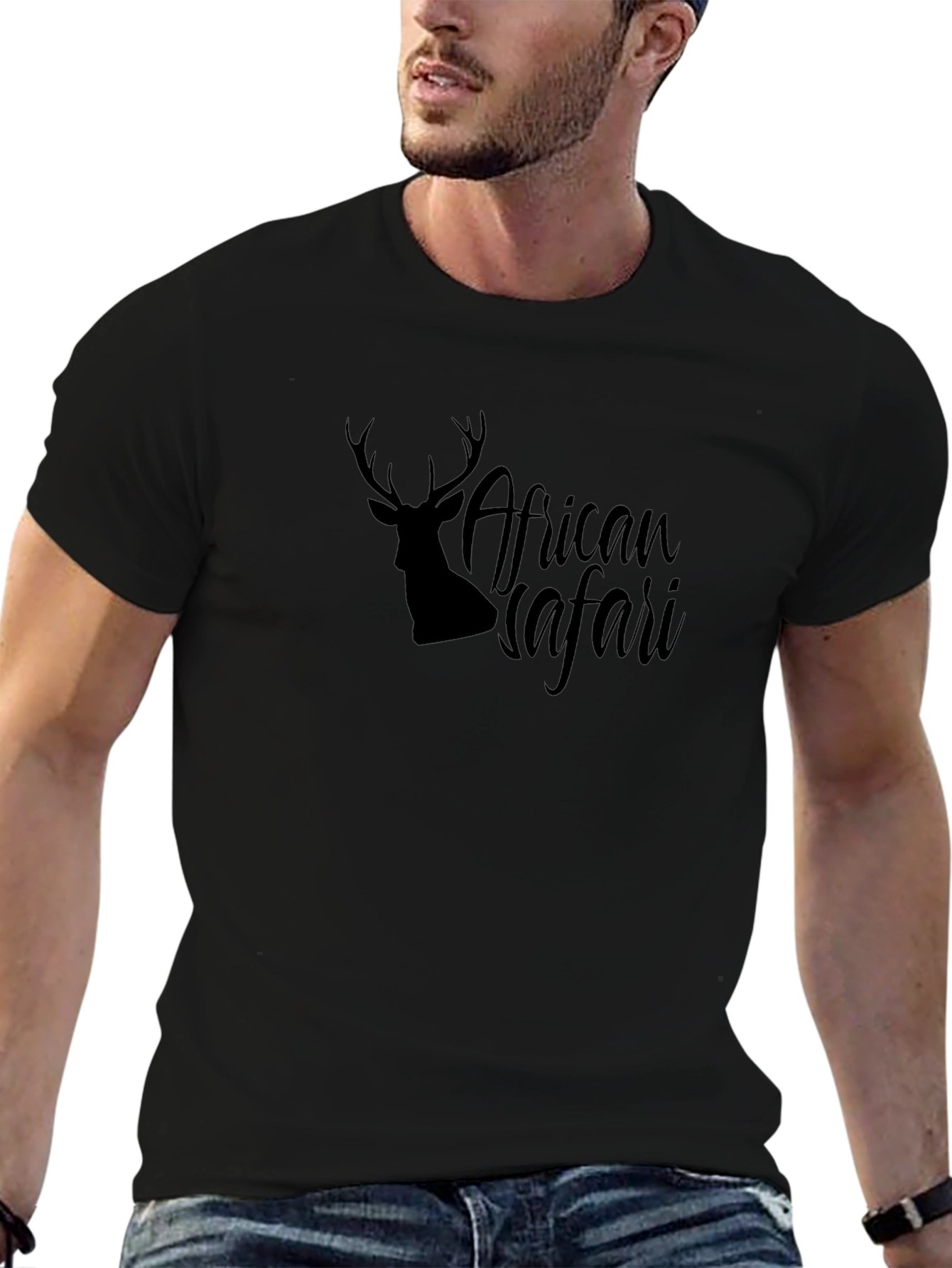 African Safari Deer Silhouette Graphic T-Shirt