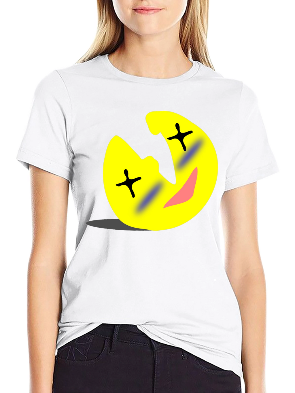 Funny Cartoon Emoji Black T-Shirt