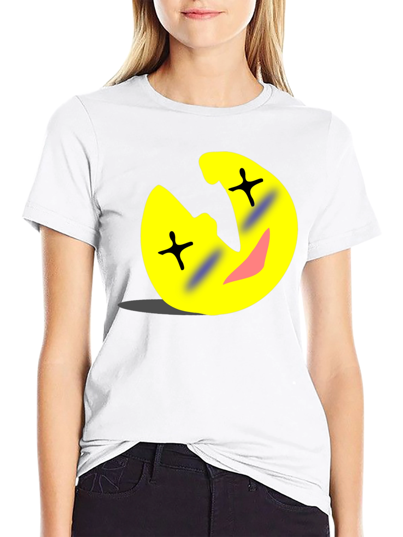 Funny Cartoon Emoji Black T-Shirt