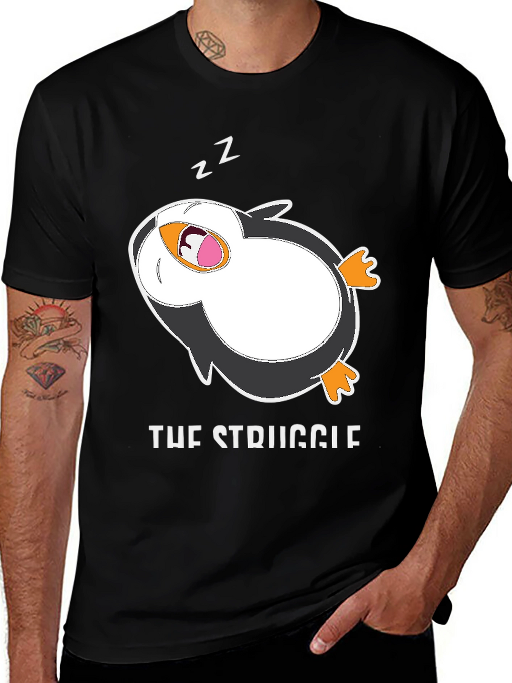 Funny Penguin T-Shirt: The Struggle is Real