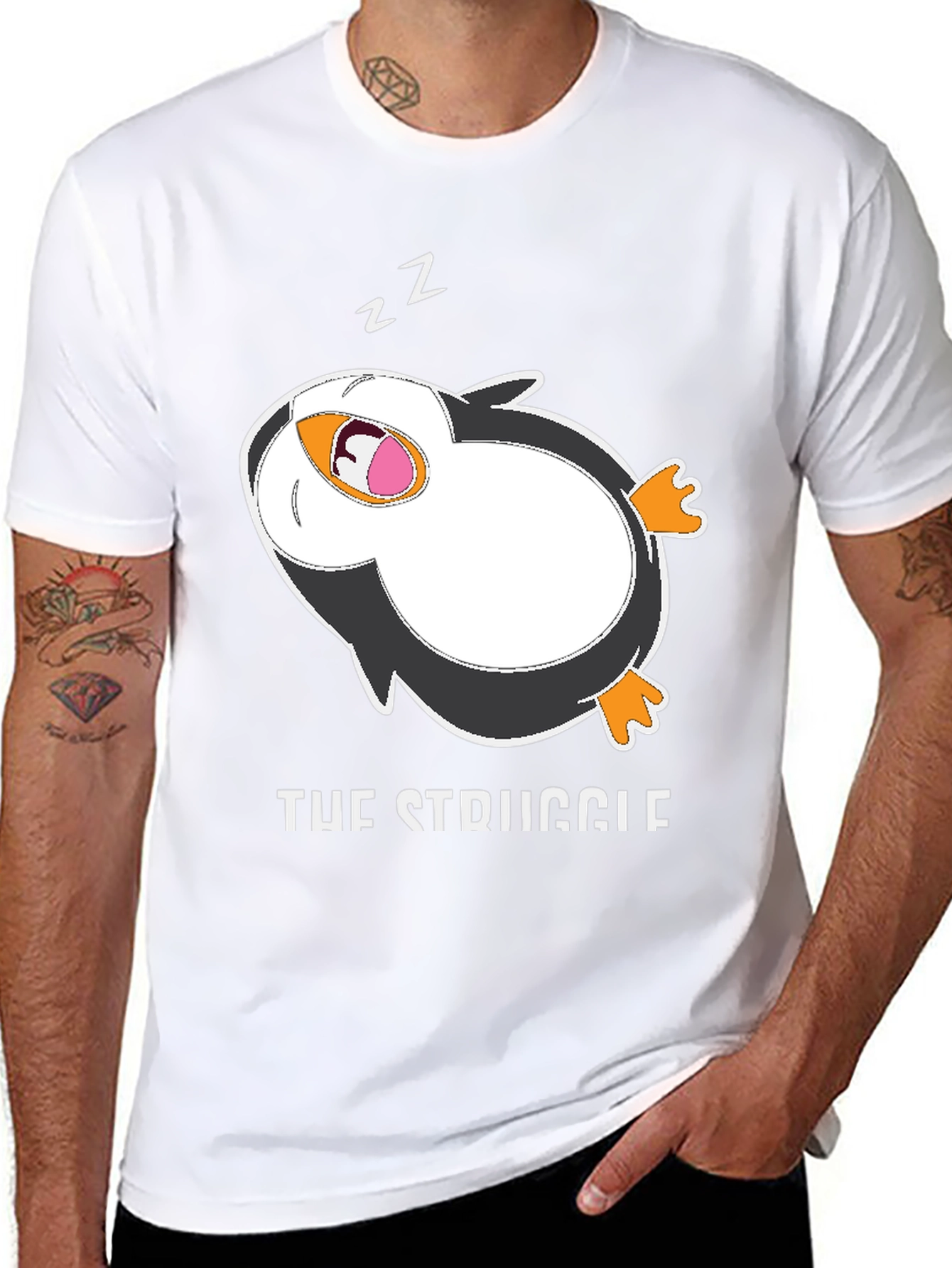 Funny Penguin T-Shirt: The Struggle is Real