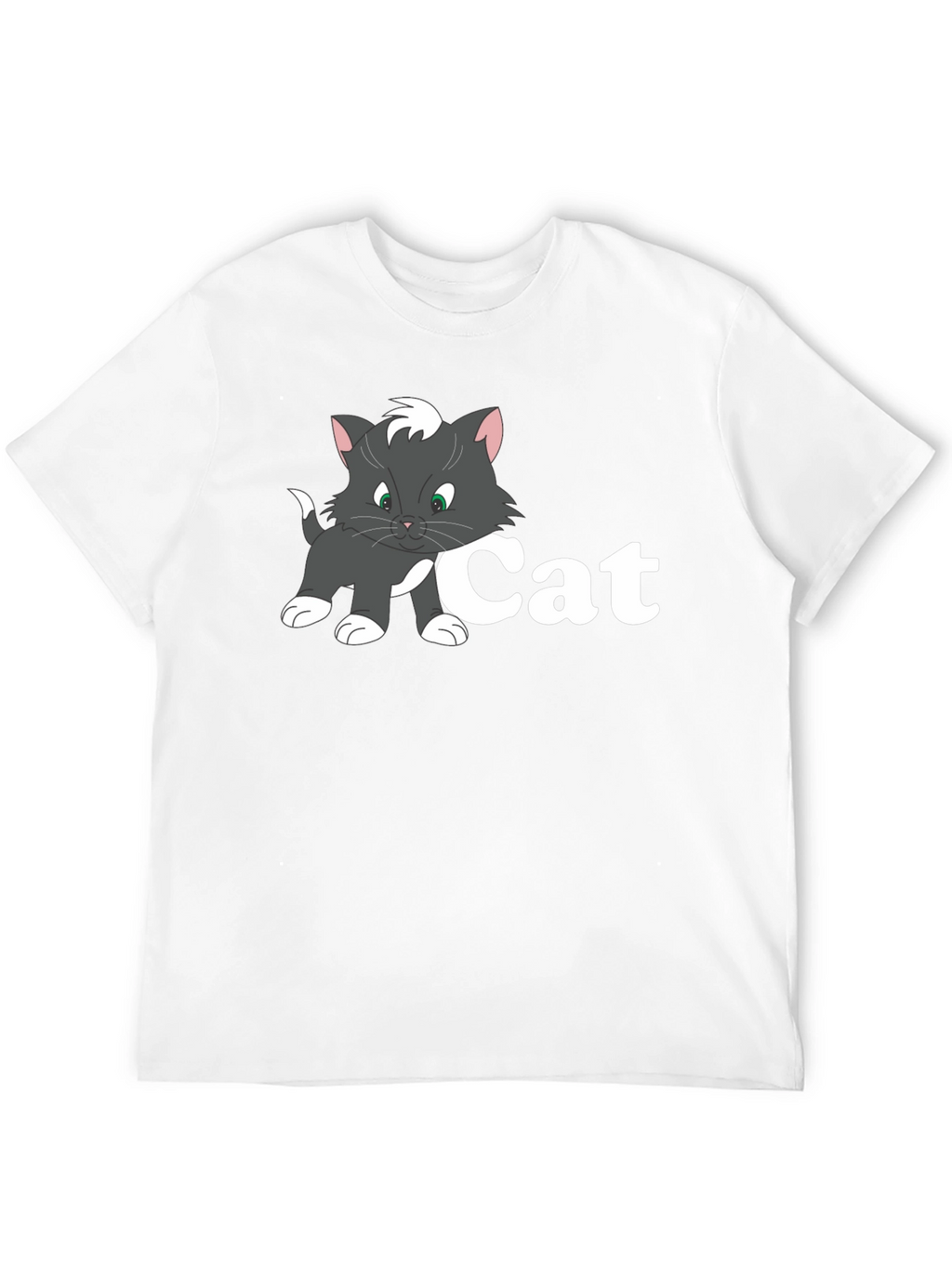 Cat Cartoon Black T-Shirt