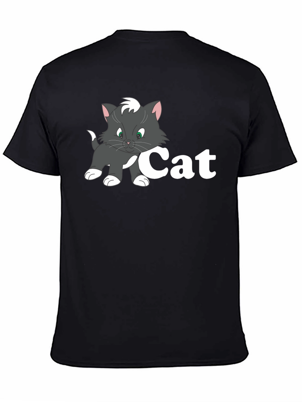 Cat Cartoon Black T-Shirt
