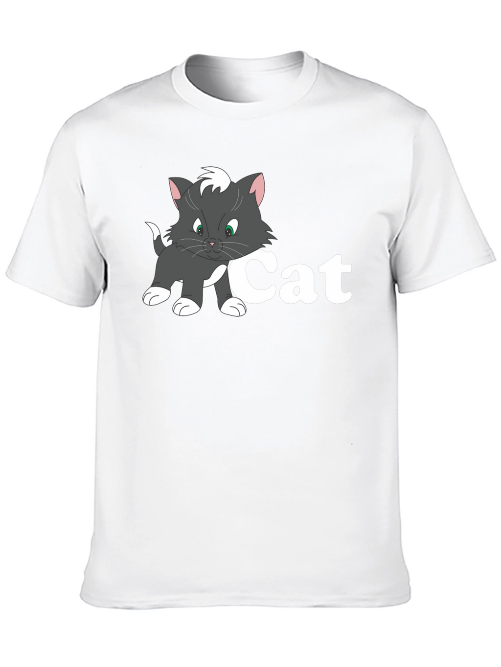 Cat Cartoon Black T-Shirt