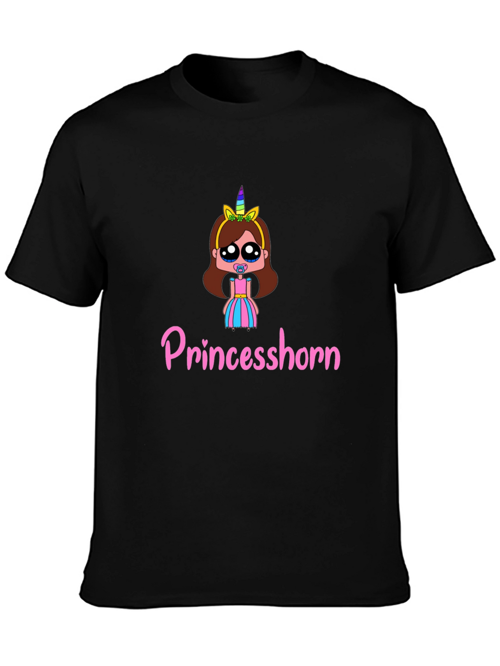 Princesshorn Cartoon T-Shirt - Black Cotton Tee