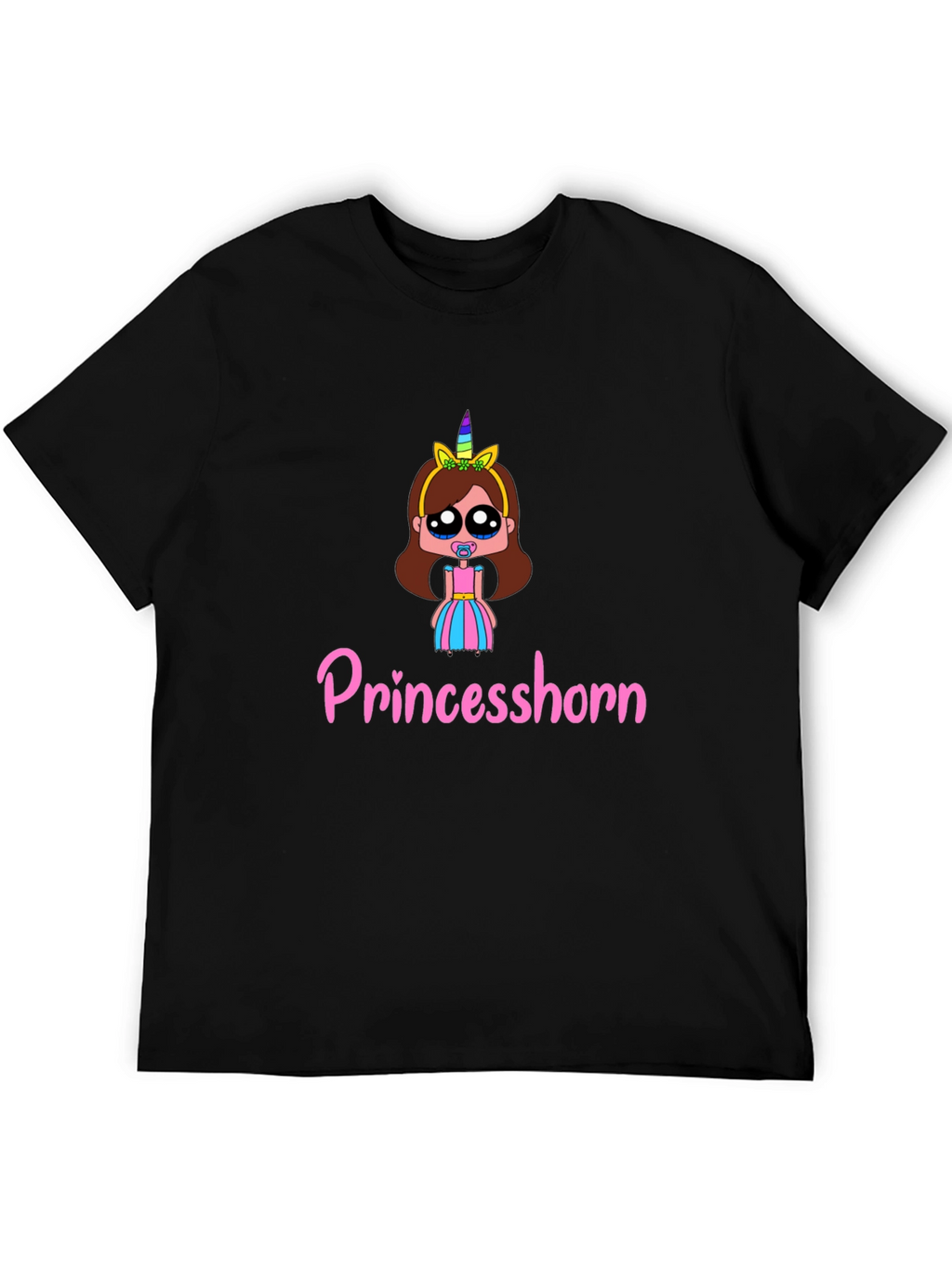 Princesshorn Cartoon T-Shirt - Black Cotton Tee