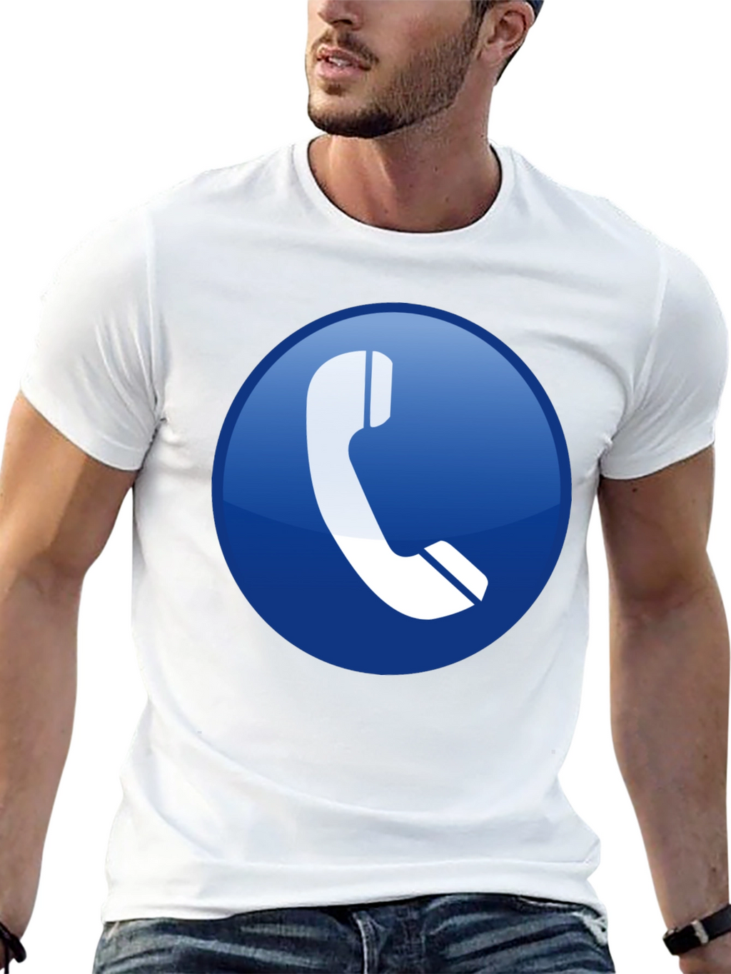 Tech T-Shirt: Blue Phone Icon Graphic Tee