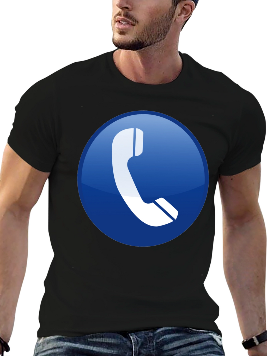 Tech T-Shirt: Blue Phone Icon Graphic Tee