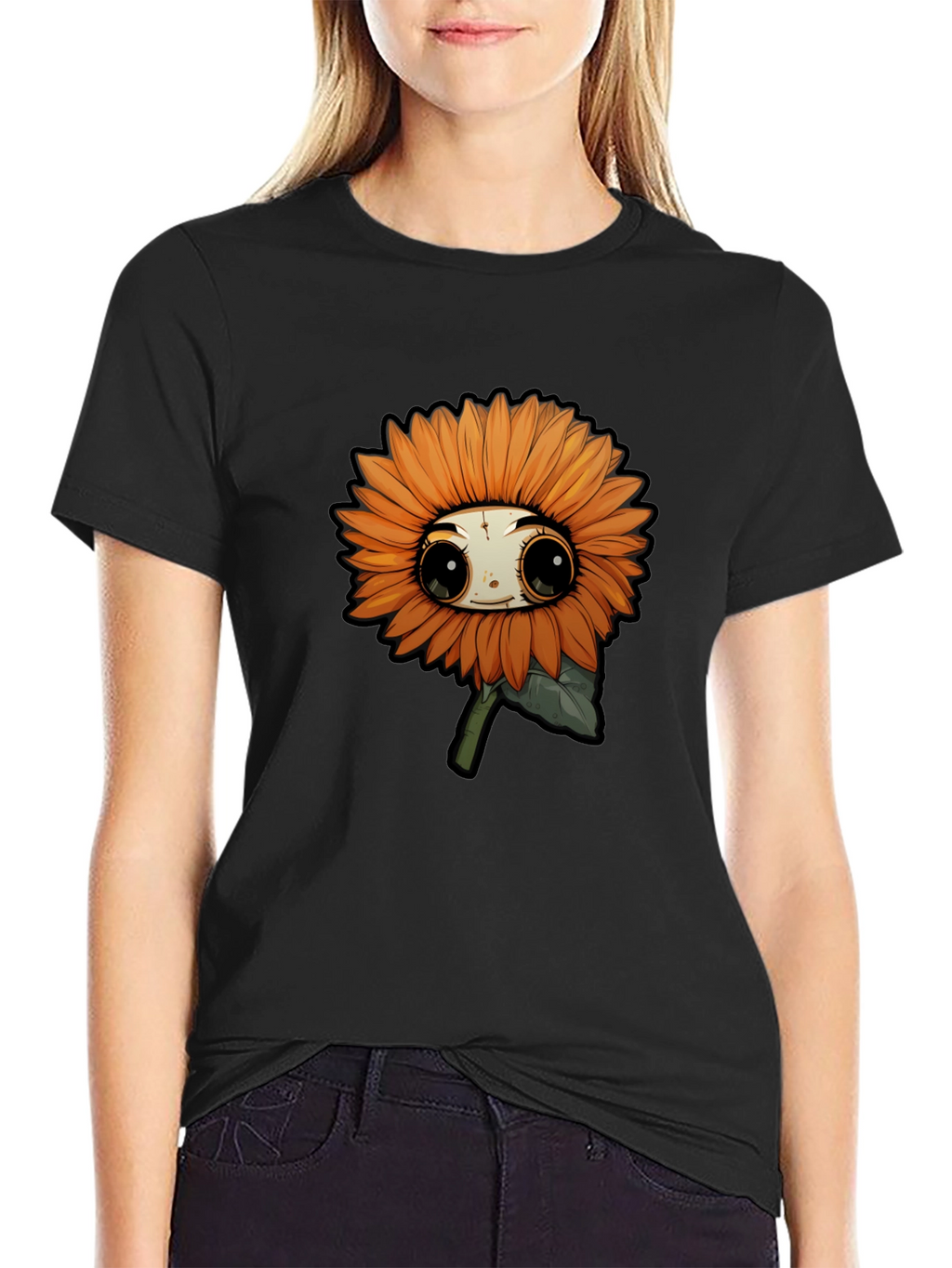 Cute Sunflower Cartoon Graphic T-Shirt