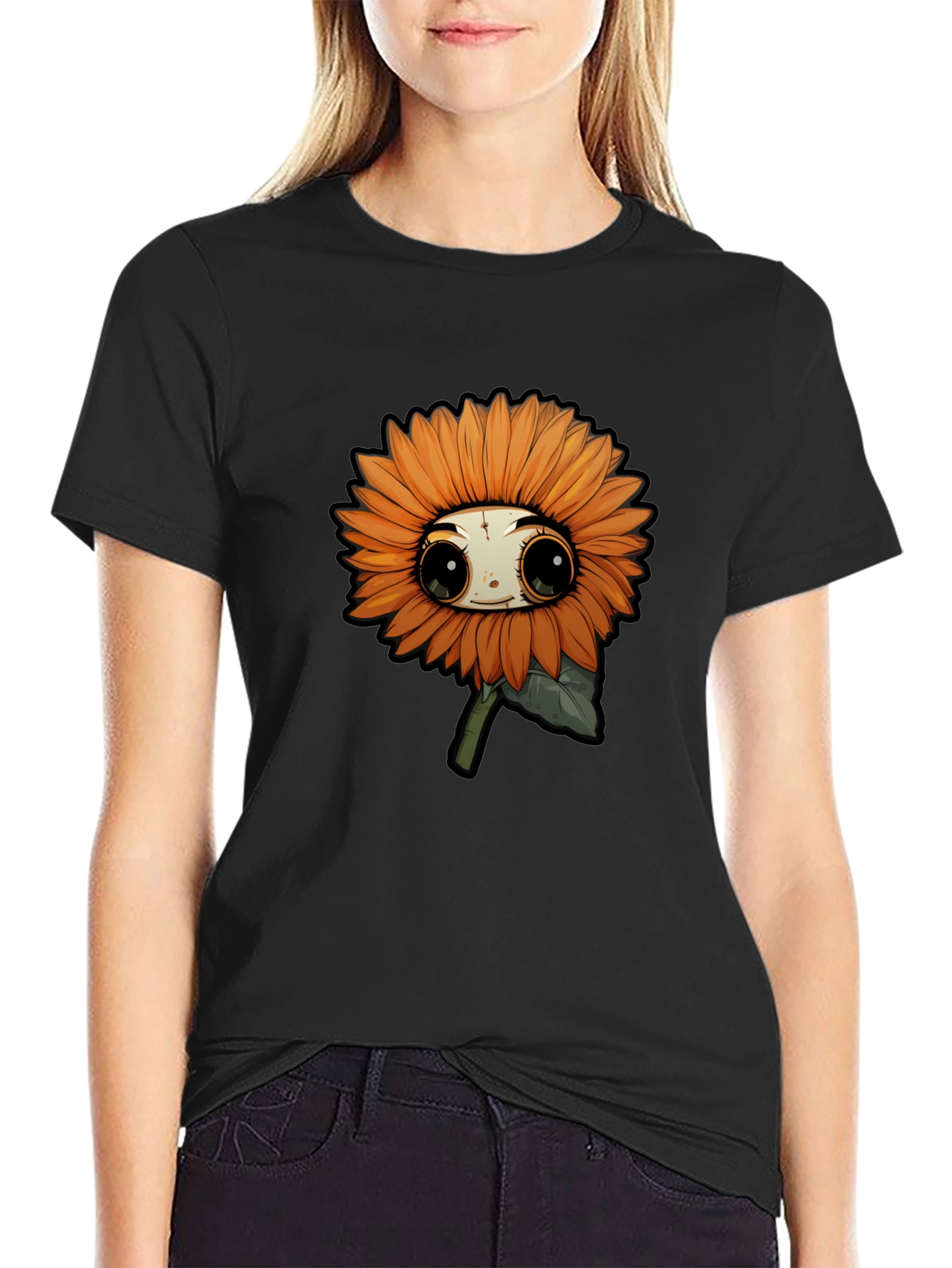 Cute Sunflower Cartoon Graphic T-Shirt