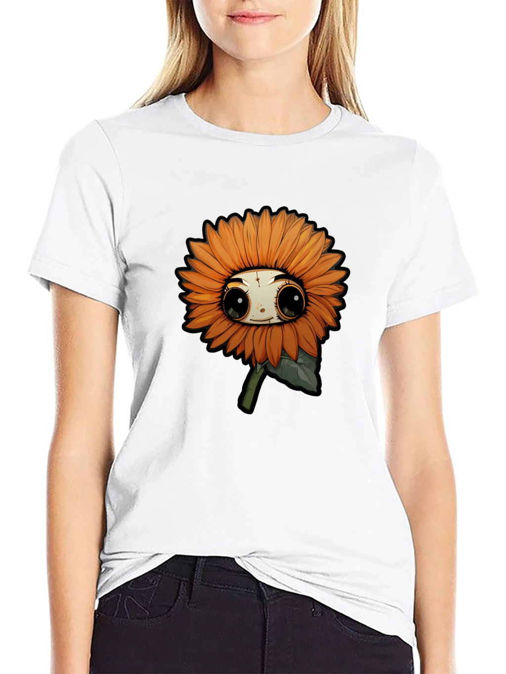 Cute Sunflower Cartoon Graphic T-Shirt