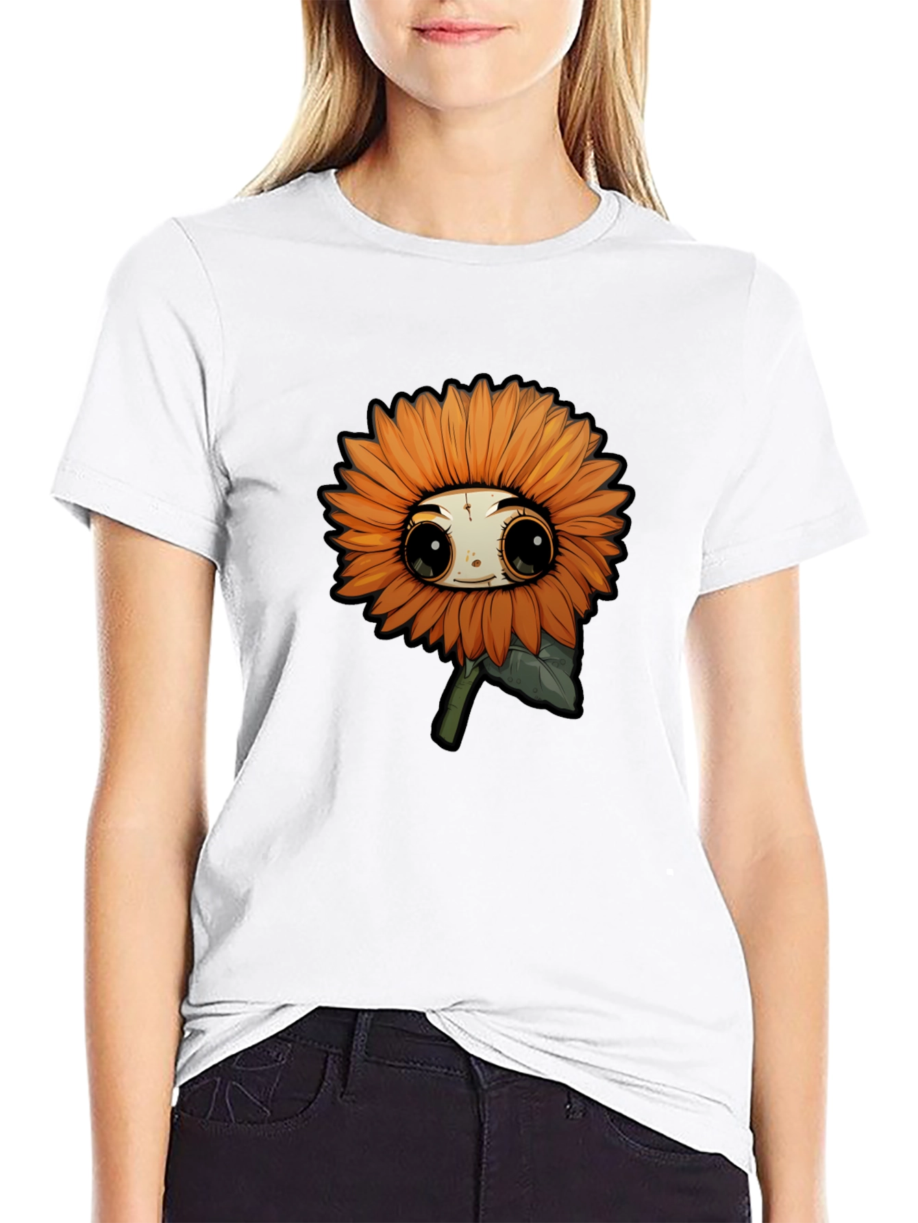Cute Sunflower Cartoon Graphic T-Shirt