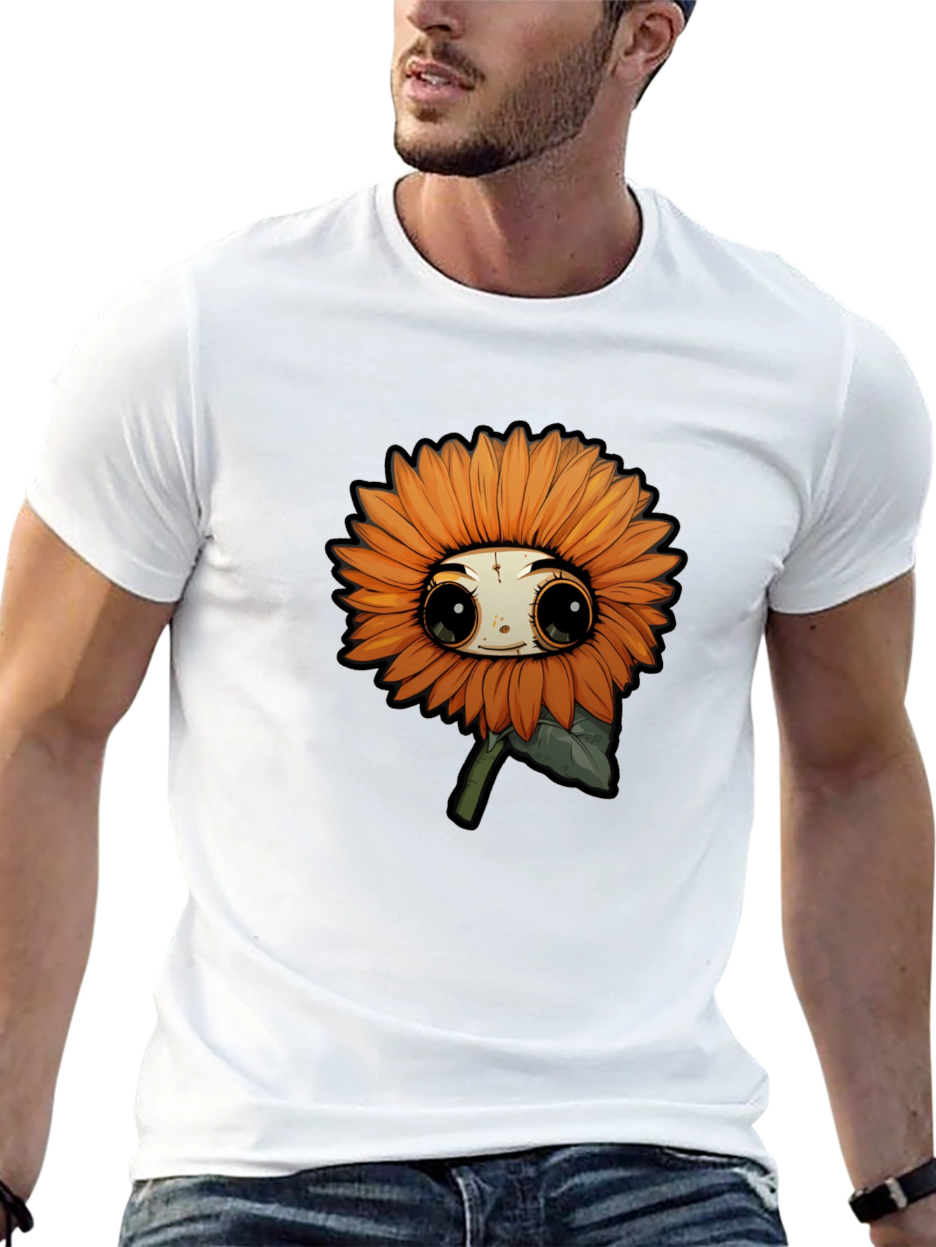 Cute Sunflower Cartoon Graphic T-Shirt
