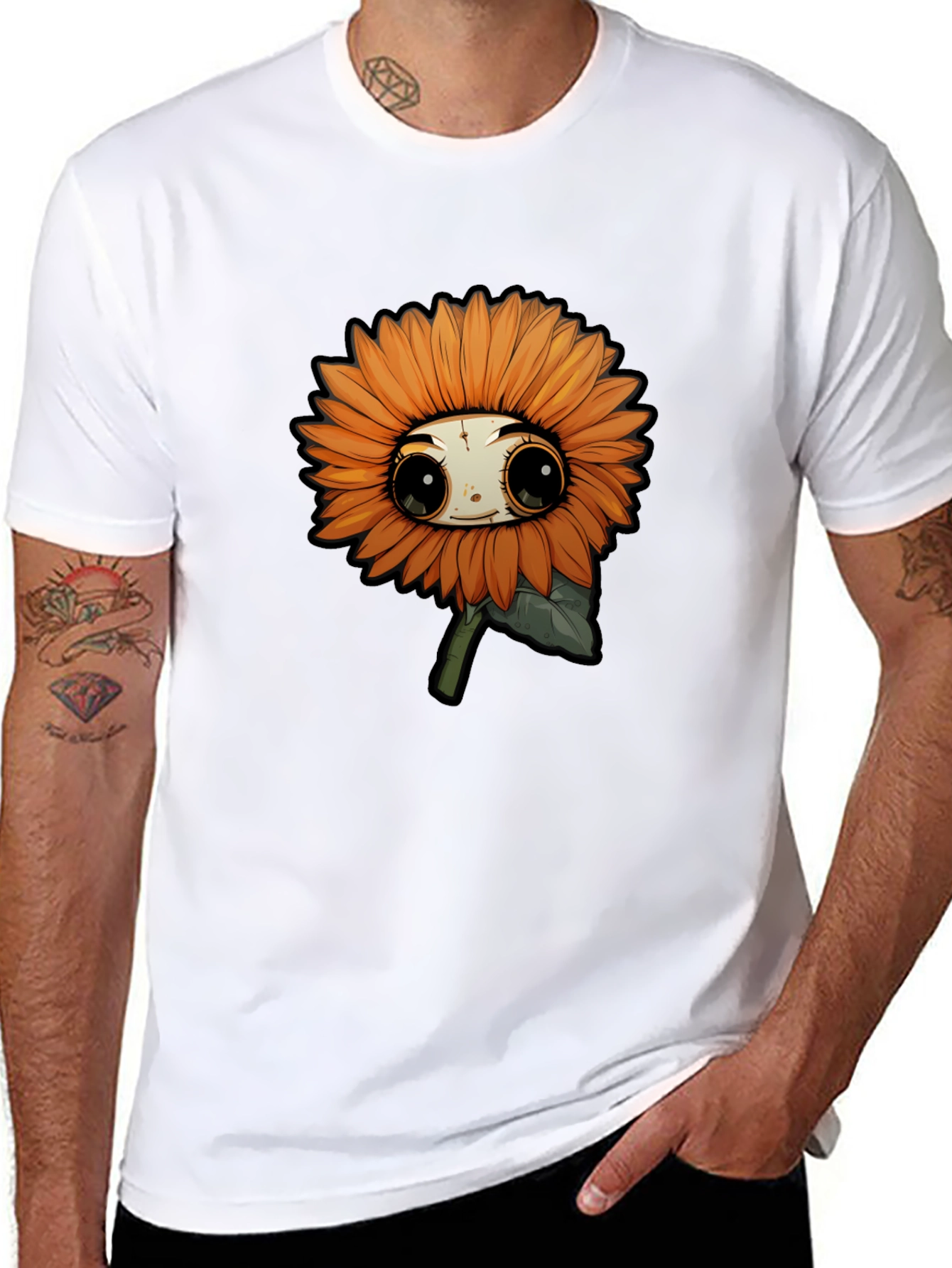 Cute Sunflower Cartoon Graphic T-Shirt