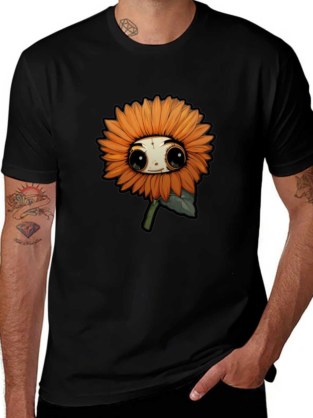 Cute Sunflower Cartoon Graphic T-Shirt