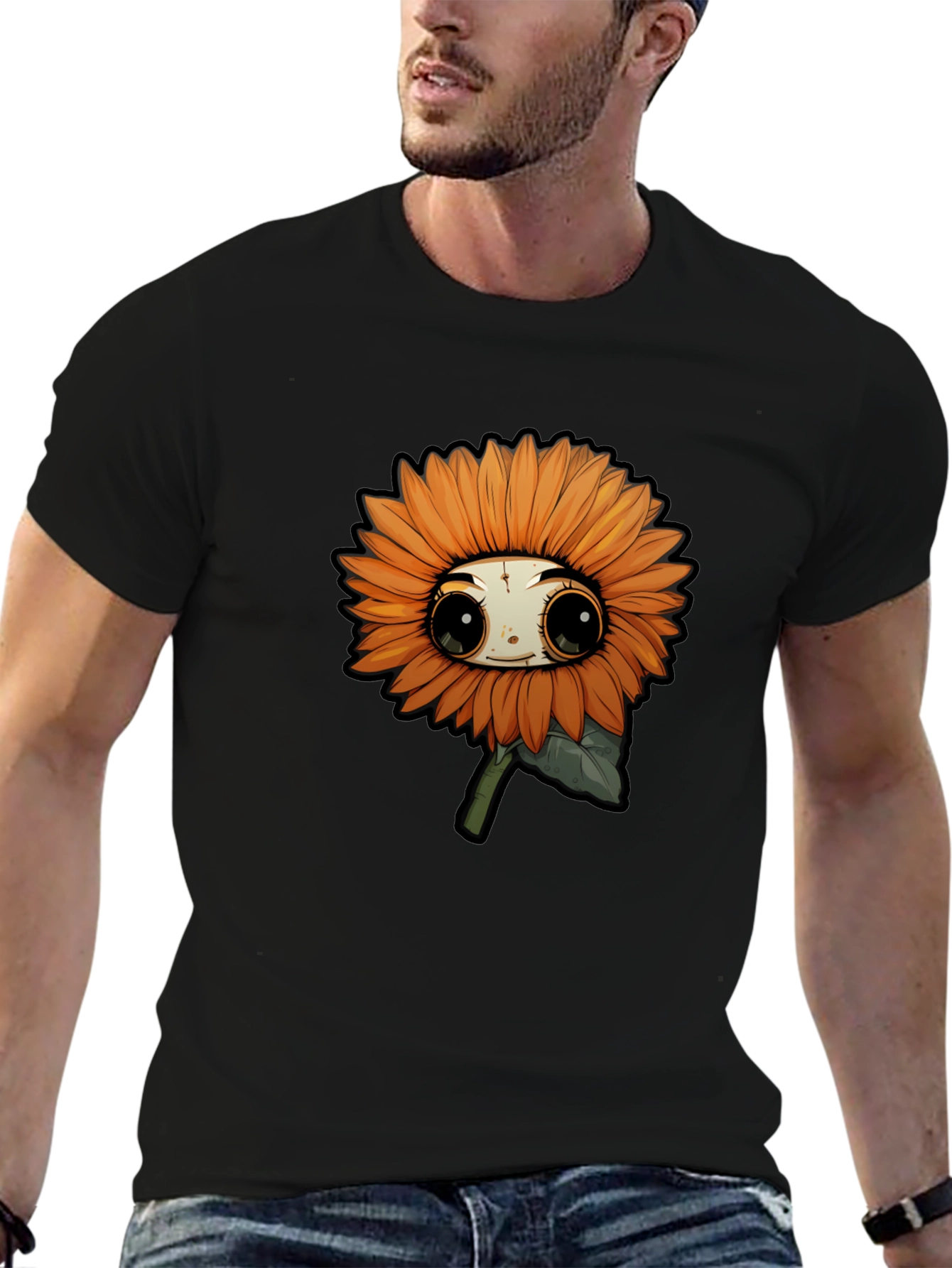 Cute Sunflower Cartoon Graphic T-Shirt