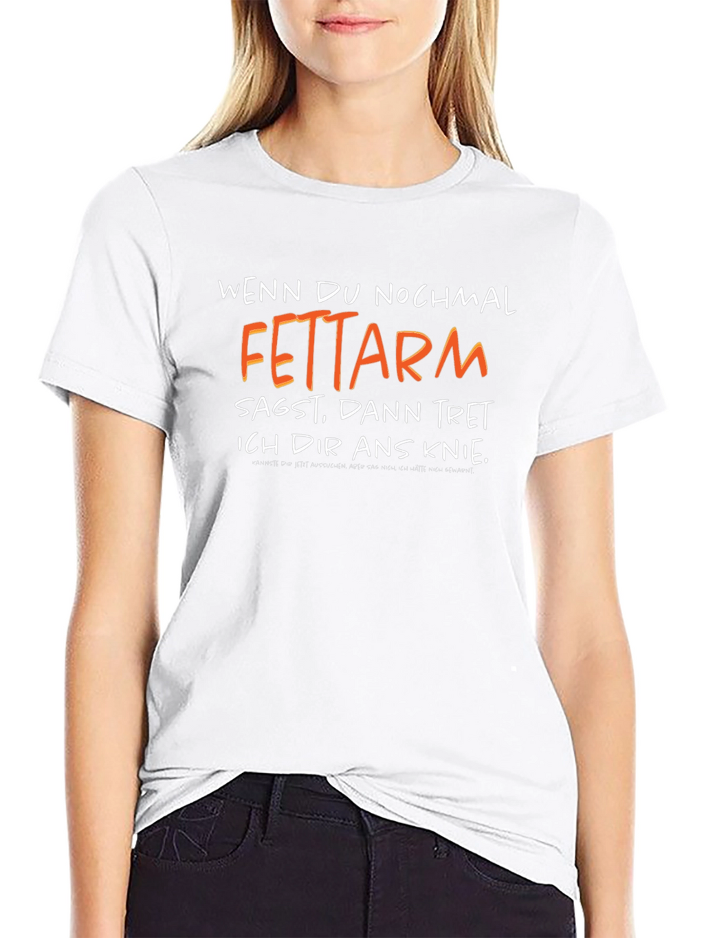 Funny German Slogan T-Shirt - Fettarm!