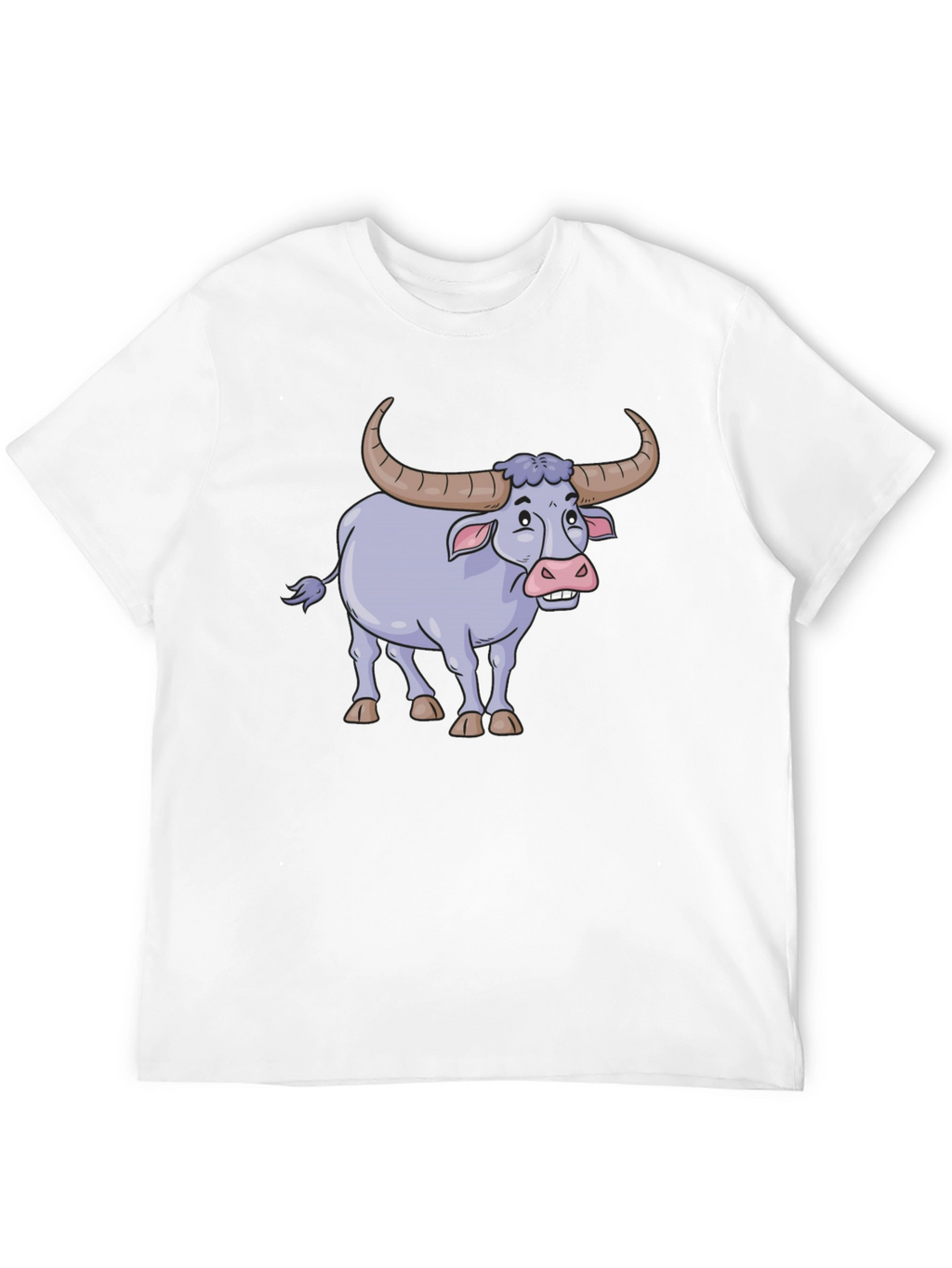 Funny Cartoon Buffalo Graphic Tee - Black