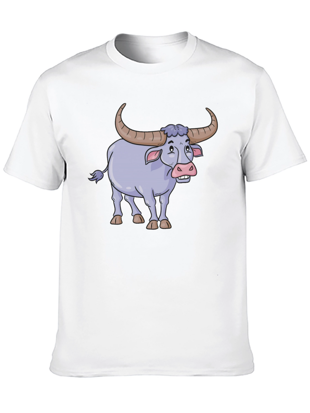 Funny Cartoon Buffalo Graphic Tee - Black